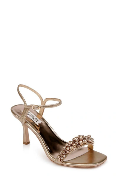 Badgley Mischka Caitlyn Metallic Satin Sandal In Bronze