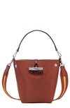 Longchamp Bucket Bag Xs Roseau In Mahogany