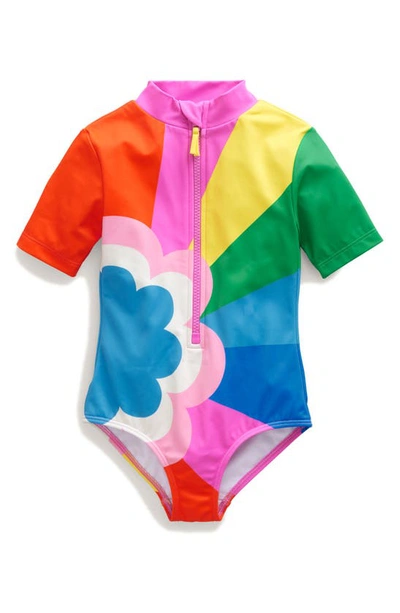 Mini Boden Kids' Short-sleeved Swimsuit Multi Daisy Cloud Girls Boden