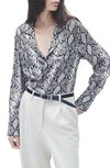 RAG & BONE AURORA SNAKESKIN PRINT SILK BLEND BUTTON-UP SHIRT