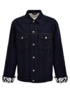 Burberry Denim Jacket With Chest Pockets And Contrast Stitching In Blue
