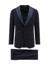 Giorgio Armani Icon Virgin Wool Tuxedo With Satin Profiles In Blue
