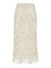 FABIANA FILIPPI WHITE EMBROIDERED OPEN KNIT LONG SKIRT IN COTTON WOMAN