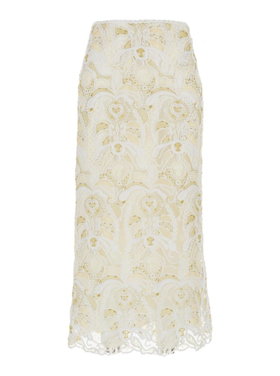 Fabiana Filippi Macrame Midi Pencil Skirt In White