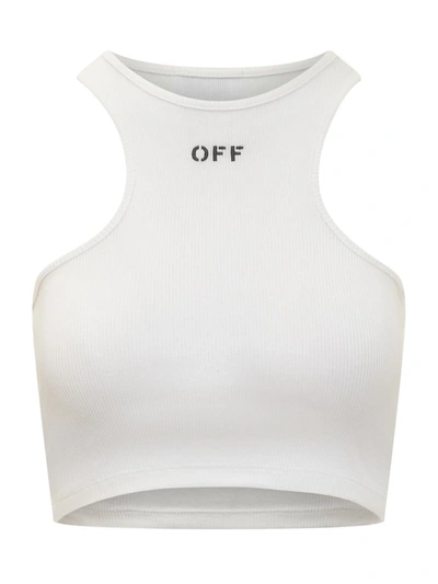 Alexander Mcqueen Off White Off Stamp Rowing Top In Blk Of Whi Pale Khaki