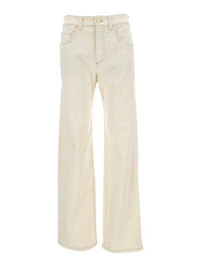 Brunello Cucinelli High-waisted Straight-leg Jeans In White