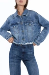 HINT OF BLU FRAYED CROP DENIM JACKET