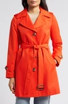 Sam Edelman Water Repellent Cotton Blend Trench Coat In Orange Poppy