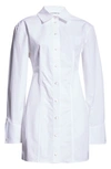 Alexander Wang Boned Long Sleeve Mini Shirtdress In White