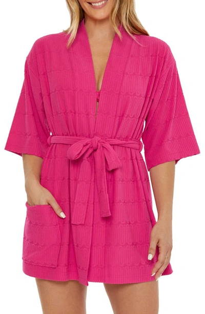 Trina Turk Skyfall Jacquard Terry Cover-up Robe In Bouganvilla