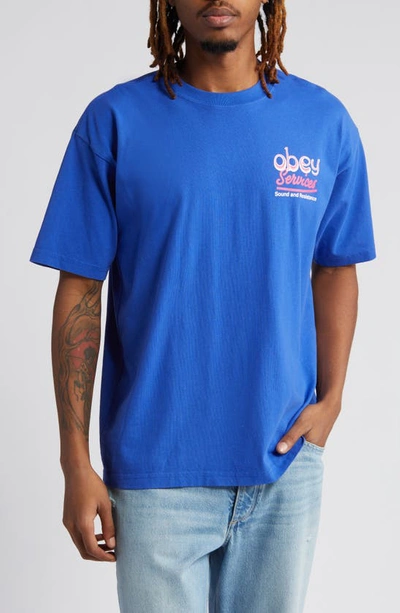 Obey Break Mental Bondage Graphic T-shirt In Surf Blue