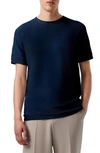 Alphatauri Fosos Seamless Short Sleeve 3d Performance Knit Sweater In Navy