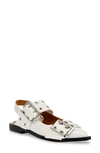 Steve Madden Graya Slingback Pointy Toe Flat In Wht Patent