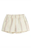 MINI RODINI KIDS' STRIPE ORGANIC COTTON & LINEN SHORTS