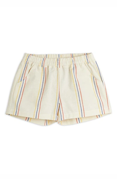 MINI RODINI KIDS' STRIPE ORGANIC COTTON & LINEN SHORTS