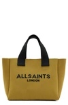 Allsaints Womens Sap Green Izzy Branded-logo Mini Knitted Tote Bag