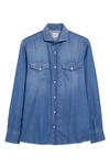 Brunello Cucinelli Button-up Denim Shirt In Denim Scuro