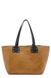 Allsaints Mosley Straw Tote In Peat Brown