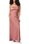 Paige Womens Desert Dusk Miren Square-neck Satin Maxi Dress In Dusk Pink