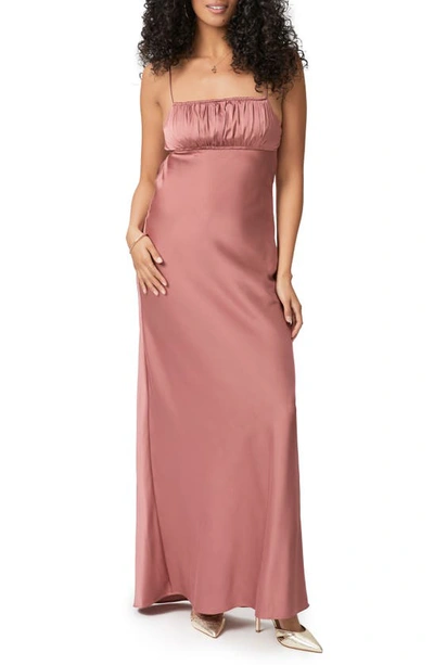 Paige Womens Desert Dusk Miren Square-neck Satin Maxi Dress In Dusk Pink