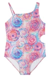 ANDY & EVAN KIDS' RIB TIE DYE ONE-PIECE SWIMSUIT