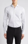 Hugo Boss Boss Hank Slim Fit Geo Print Stretch Cotton Dress Shirt In White Blue