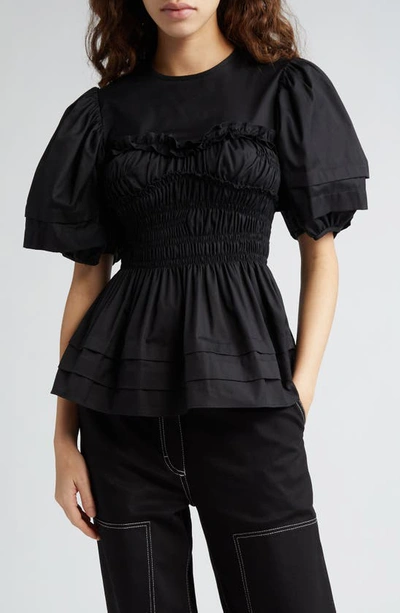 Cecilie Bahnsen Cotton Conner Top In Black
