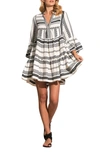 Elan Cotton Cover-up Babydoll Minidress In White/black