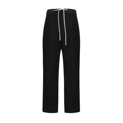 Palm Angels Drawstring Cotton Pants With Side Bands In Black
