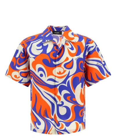 Dsquared2 Abstract-print Shirt In Blue
