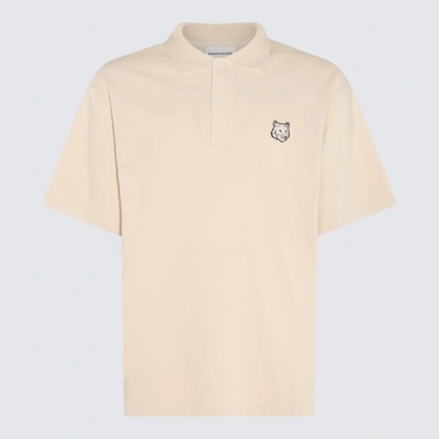 Maison Kitsuné Beige Cotton Polo Shirt In Paper
