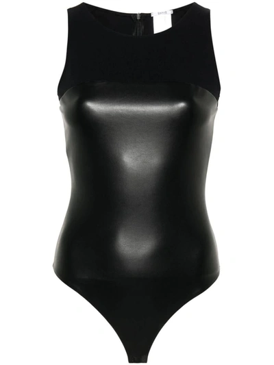 Wolford Women's Vegan Leather Sleeveless Bodysuit In Black