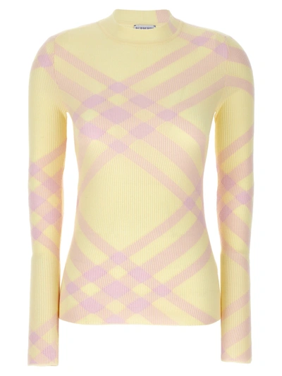 Burberry Check Sweater In Yellow