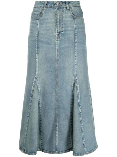 Ganni Peplum Denim Skirt Woman Blue In Cotton