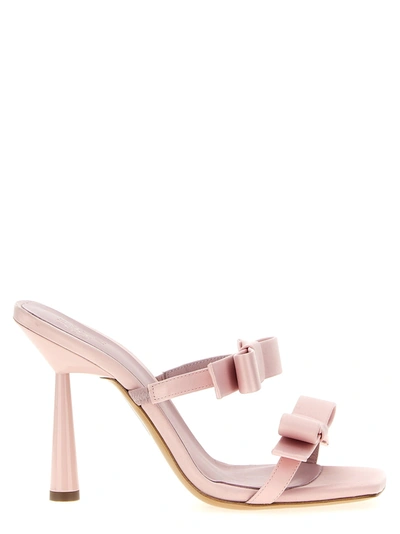 Gia Borghini Pink Satin Double Bow Galantine Sandal