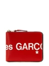 COMME DES GARÇONS HUGE LOGO WALLETS, CARD HOLDERS RED