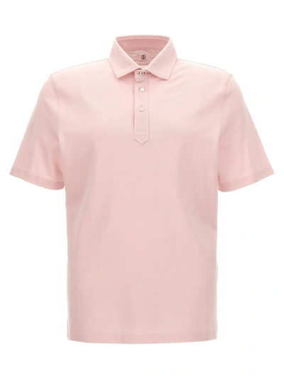 Brunello Cucinelli 棉珠地布polo衫 In Pink