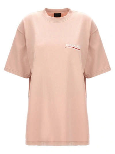 Balenciaga Oversized Embroidered Cotton-jersey T-shirt In Pink