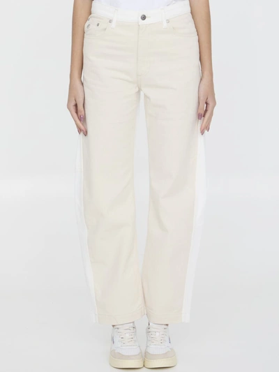 Stella Mccartney Banana Leg Utility Jeans In Beige