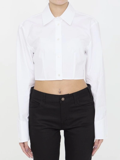 Alexander Wang Cropped Structured Shirt In Organic Cotton In White