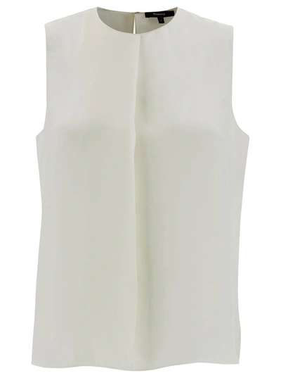 Theory Sleeveless Creewneck Top In White