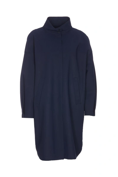 Herno First-act Pef High-neck Coat In Blue