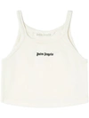Palm Angels Embroidered Logo Crop Top With In White