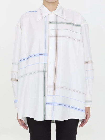 Bottega Veneta Abstract-print Oversized Collared Shirt In White