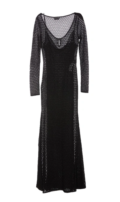 Tom Ford Lurex Ribbed Knit Long Cardigan Dress In Black