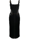 Versace Jeans Couture Contrast-stitching Denim Dress In Black