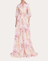 BADGLEY MISCHKA WOMEN'S PLEATED FLORAL GOWN