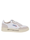 Autry Medalist Brand-embroidered Suede And Leather Low-top Trainers In White / Sand