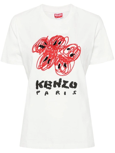 Kenzo Drawn Varsity T-shirt In White