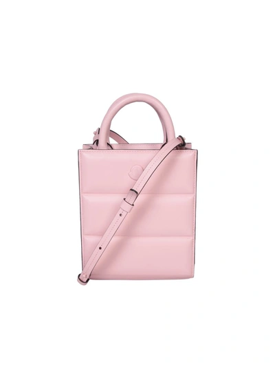 Moncler Doudoune Leather Mini Tote Bag In Pink